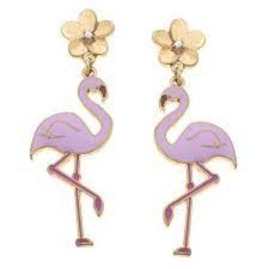CANVAS Style x @thelovelyflamingo Enamel Flamingo Earring in Pink